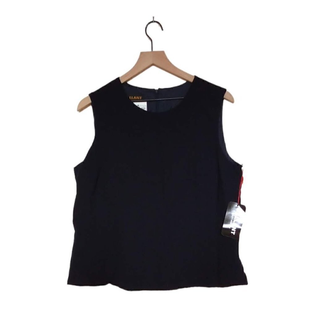 GALLANT New York Navy 100% Wool Lightweight Sleeveless Blouse NWT Sz 12